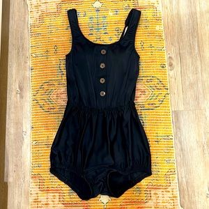 Jessica Rey One Piece Romper Swimsuit, Extra Small, Black And Cream Colored
